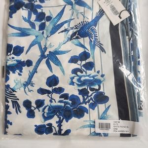 Aritzia elite large silk scarf white and indigo